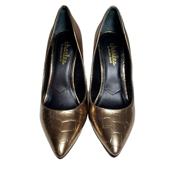 Charles David Womens Maxx Gold Pointed Toe Slip On High Heels Pumps Size 6.5 M - Picture 6 of 12